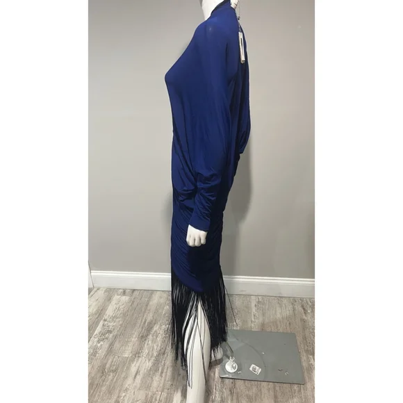 Silvia Tcherassi Roselyn Blue Fringed Jersey Maxi Dress Size 2L (12) NWD - Picture 11 of 14